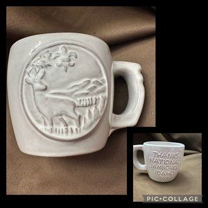Frankoma Pottery Boy Scout Deer National Jamboree Mug 1969 Idaho White